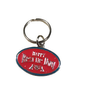 Happy Rescue Dog Dog Tag Red Silver Tone